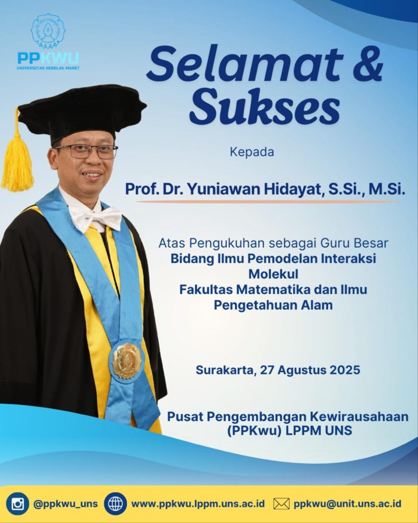 Pengukuhan sebagai Guru Besar Prof. Dr. Yuniawan Hidayat, S.Si., M.Si.